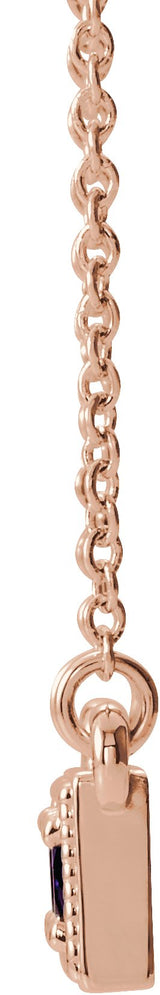 14K Gold Round Natural Diamond Three-Stone Bar Necklace - Rose Gold - view 2