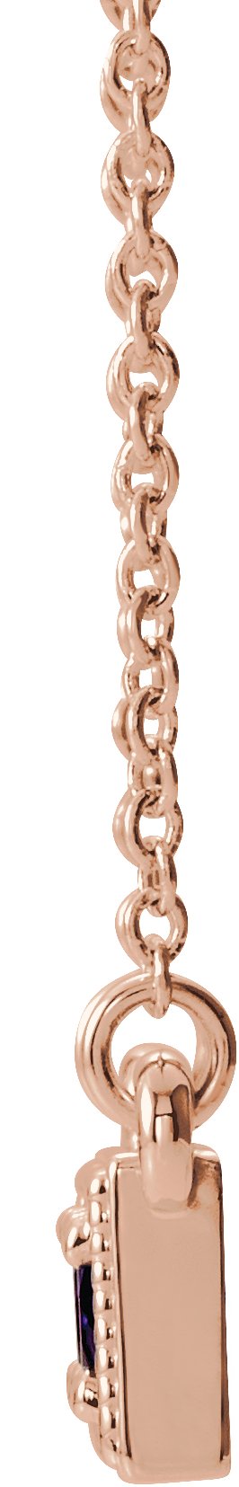 14K Gold Round Natural Diamond Three-Stone Bar Necklace - Rose Gold - view 2