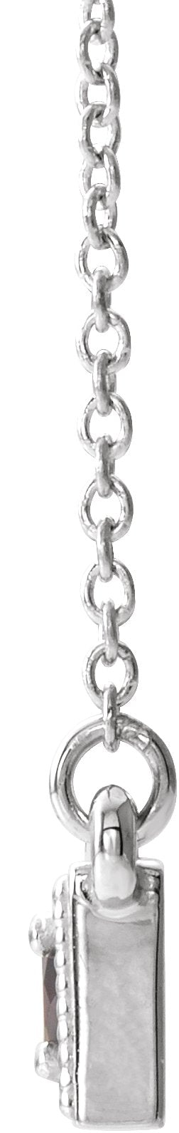 14K Gold Round Natural Mozambique Garnet Three-Stone Bar Necklace - White Gold - view 2