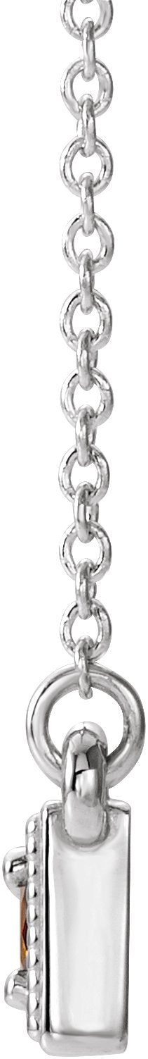 Platinum Round Natural Citrine Three-Stone Bar Necklace - view 2
