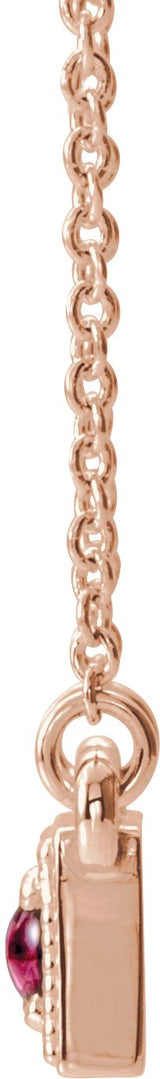 14K Gold Round Natural Pink Tourmaline Three-Stone Bar Necklace - Rose Gold - view 2