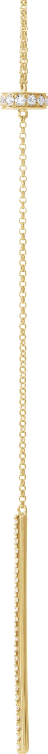 14K Gold Round Natural Diamond Bar Y Necklace V - Yellow Gold - view 2