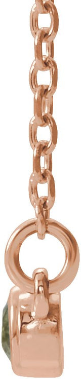 14K Gold Round Natural Peridot Bezel-Set Bar Necklace – 0.08 CTW - Rose Gold - view 2
