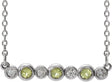 14K Gold Round Natural Peridot Bezel-Set Bar Necklace – 0.08 CTW - White Gold
