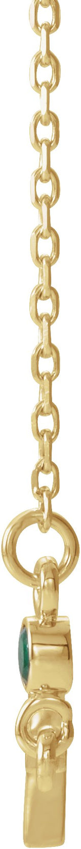 14K Gold Round Natural Emerald Accented Sideways Cross Necklace - Yellow Gold - view 2