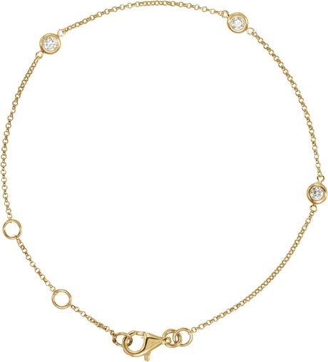 14K Gold Round Natural Diamond Bezel-Set Station Bracelet - Yellow Gold