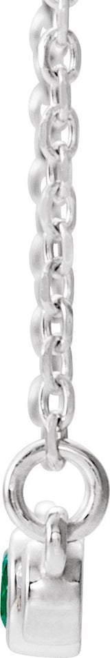 Platinum Round Natural Emerald Bezel-Set Bar Necklace – 0.08 CTW - view 2