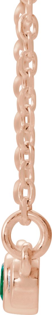 14K Gold Round Lab-Grown Emerald Bezel-Set Bar Necklace – 0.08 CTW - Rose Gold - view 2