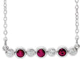 14K Gold Round Natural Ruby Bezel-Set Bar Necklace – 0.08 CTW - White Gold