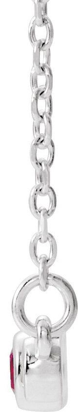 14K Gold Round Lab-Grown Ruby Bezel-Set Bar Necklace – 0.08 CTW - White Gold - view 2
