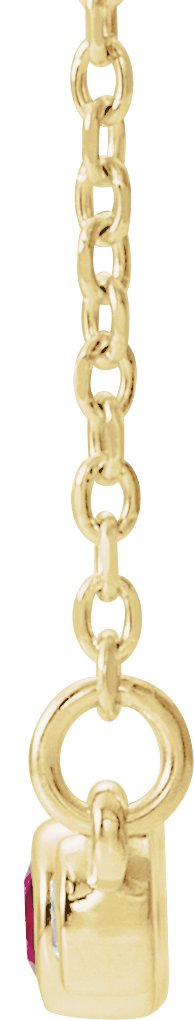 14K Gold Round Natural Ruby Bezel-Set Bar Necklace – 0.08 CTW - Yellow Gold - view 2
