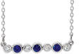 Platinum Round Lab-Grown Blue Sapphire Bezel-Set Bar Necklace – 0.08 CTW