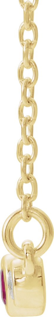 14K Gold Round Natural Pink Tourmaline Bezel-Set Bar Necklace – 0.08 CTW - Yellow Gold - view 2