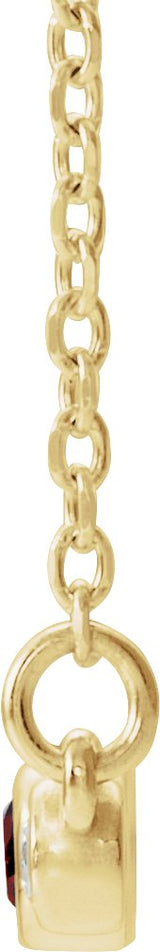 14K Gold Round Natural Mozambique Garnet Bezel-Set Bar Necklace – 0.08 CTW - Yellow Gold - view 2