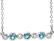 Platinum Round Natural Aquamarine Bezel-Set Bar Necklace – 0.08 CTW