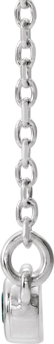14K Gold Round Natural Aquamarine Bezel-Set Bar Necklace – 0.08 CTW - White Gold - view 2