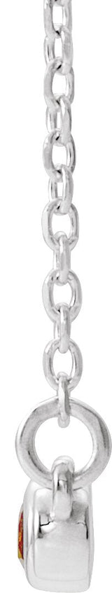 Platinum Round Natural Citrine Bezel-Set Bar Necklace – 0.08 CTW - view 2
