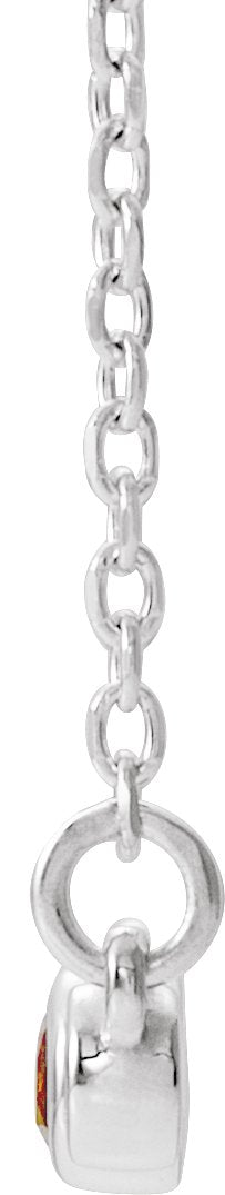 Platinum Round Natural Citrine Bezel-Set Bar Necklace – 0.08 CTW - view 2