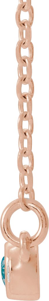 14K Gold Round Natural Blue Zircon Bezel-Set Bar Necklace – 0.08 CTW - Rose Gold - view 2