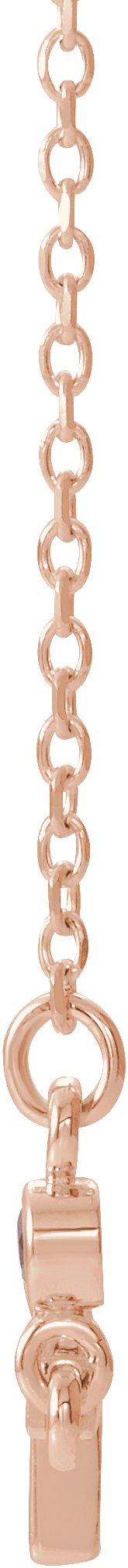 14K Gold Round Natural Ruby Accented Sideways Cross Necklace - Rose Gold - view 2