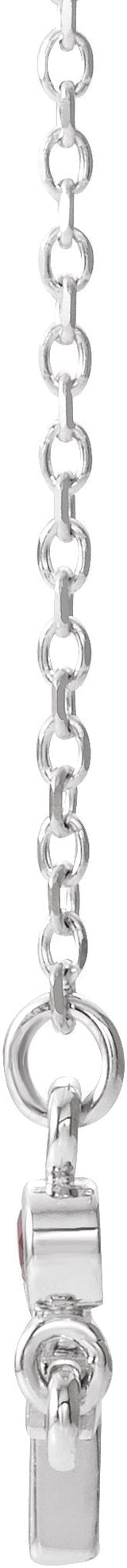 14K Gold Round Natural Ruby Accented Sideways Cross Necklace - White Gold - view 2