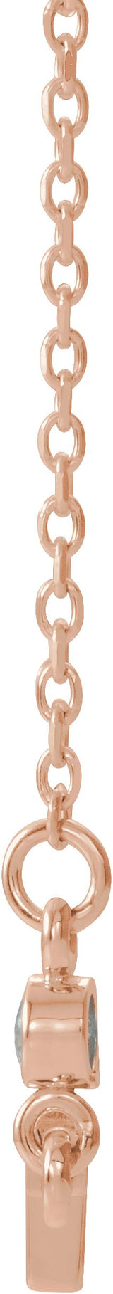 14K Gold Round Natural Blue Zircon Accented Sideways Cross Necklace - Rose Gold - view 2