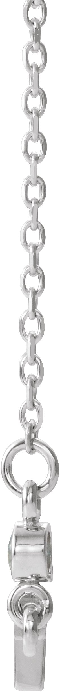 14K Gold Round Natural Blue Zircon Accented Sideways Cross Necklace - White Gold - view 2