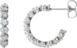 Platinum Round Lab-Grown Diamond Accented Hoop Earrings