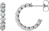 Platinum Round Lab-Grown Diamond Accented Hoop Earrings
