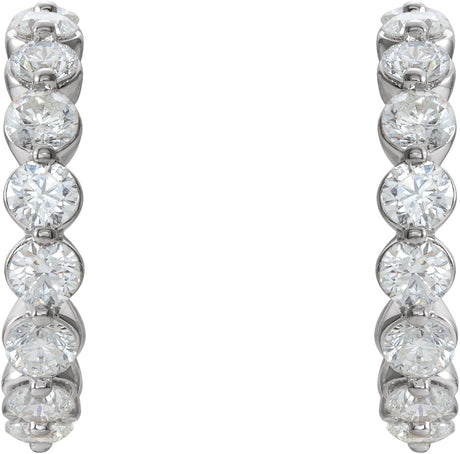 Platinum Round Lab-Grown Moissanite Accented Hoop Earrings - view 2