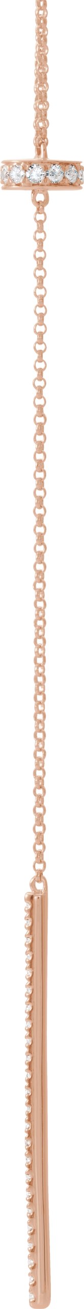 14K Gold Round Natural Diamond Bar Y Necklace V - Rose Gold - view 2