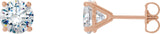 14K Gold Lab-Grown Diamond Round 4-Prong Cocktail-Style Stud Earrings – 2.5-6.3mm Stones - Rose Gold