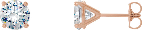 14K Gold Lab-Grown Diamond Round 4-Prong Cocktail-Style Stud Earrings – 2.5-6.3mm Stones - Rose Gold