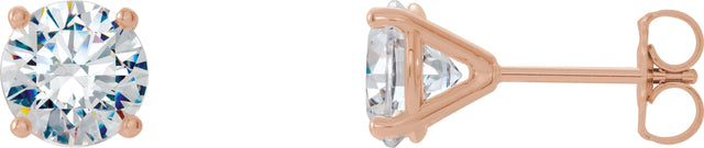 14K Gold Lab-Grown Diamond Round 4-Prong Cocktail-Style Stud Earrings – 2.5-6.3mm Stones - Rose Gold