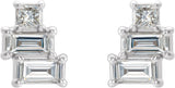 Platinum Natural Diamond Geometric Cluster Earrings - view 2