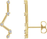 14K Gold Round Natural Diamond Constellation Ear Climbers - Yellow Gold