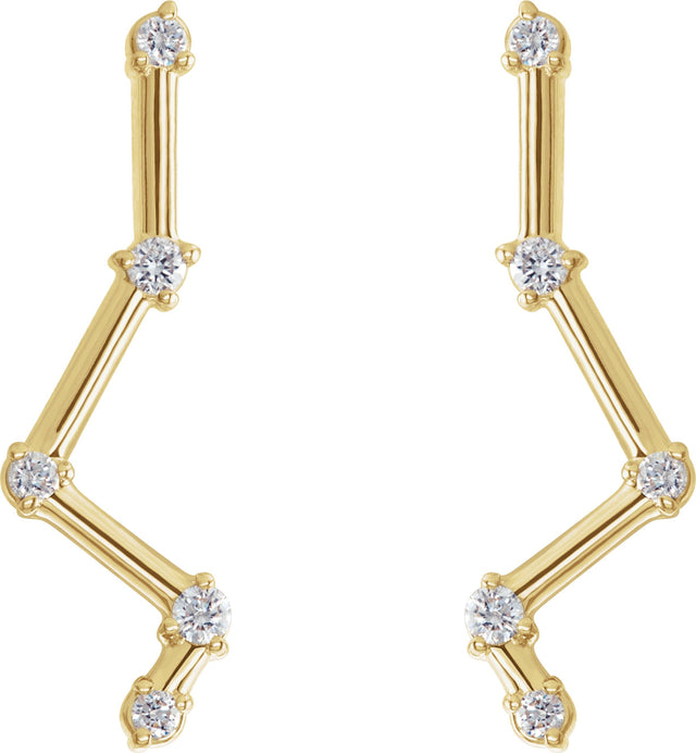 Platinum Round Natural Diamond Constellation Ear Climbers - view 5