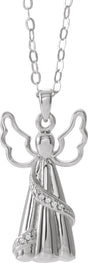 10K Gold Round Natural Diamond Angel Ash Holder Necklace - White Gold