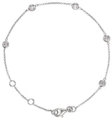 14K Gold Round Natural Diamond Bezel-Set Station Bracelet – 2.3mm Stones - White Gold