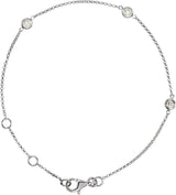 14K Gold Round Natural Diamond Bezel-Set Station Bracelet - White Gold