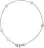 14K Gold Round Natural Diamond Bezel-Set Station Bracelet - White Gold