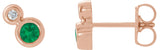 14K Gold Round Lab-Grown Emerald Accented Bezel-Set Earrings – 3-5mm Stones - Rose Gold