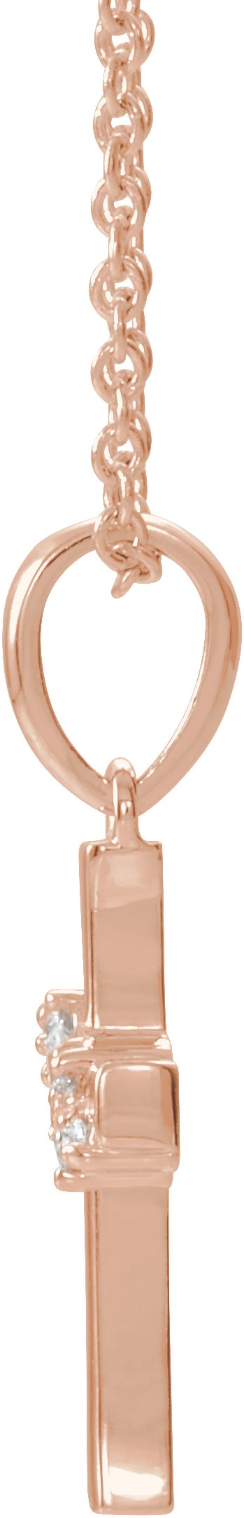 14K Gold Round Natural Diamond Cluster Cross Necklace or Pendant - Rose Gold - view 2