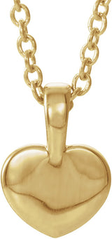 14K Gold Round Natural Diamond Youth Heart Necklace or Pendant - Yellow Gold - view 3