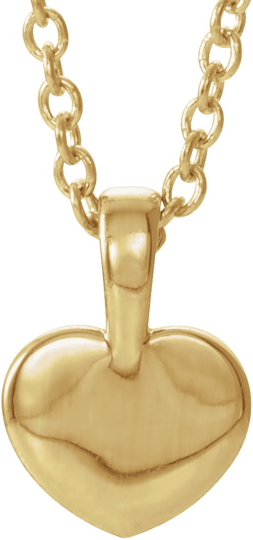 14K Gold Round Natural Diamond Youth Heart Necklace or Pendant - Yellow Gold - view 3