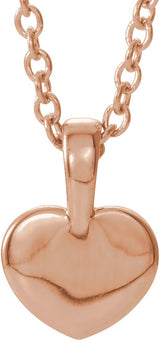 14K Gold Round Natural Diamond Youth Heart Necklace or Pendant - Rose Gold - view 3