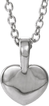 Platinum Round Natural Diamond Youth Heart Necklace or Pendant - view 3