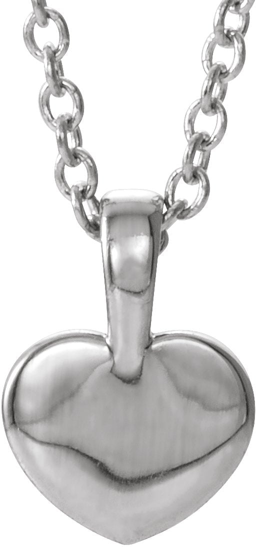 Platinum Round Natural Diamond Youth Heart Necklace or Pendant - view 3