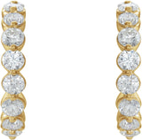 14K Gold Round Natural Diamond Accented Hoop Earrings – 2-3mm Stones - Yellow Gold - view 2
