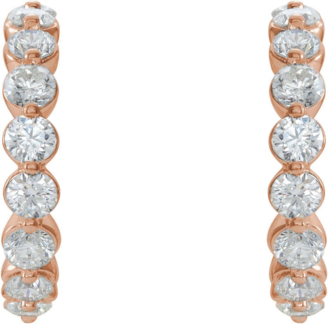 14K Gold Round Lab-Grown Moissanite Accented Hoop Earrings - view 2
